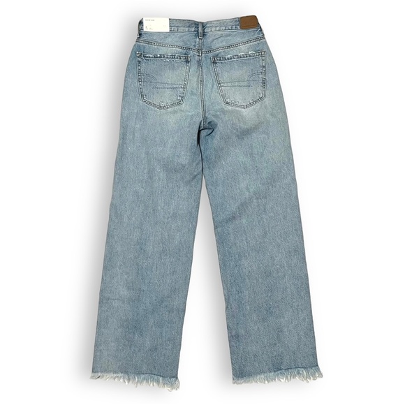 American Eagle Skater Jeans 27/4L Long High Rise Wide Leg Distressed Light Wash - Picture 5 of 16